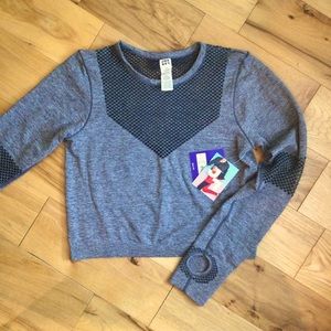 Mesh Long Sleeve Crop with Thumb Holes